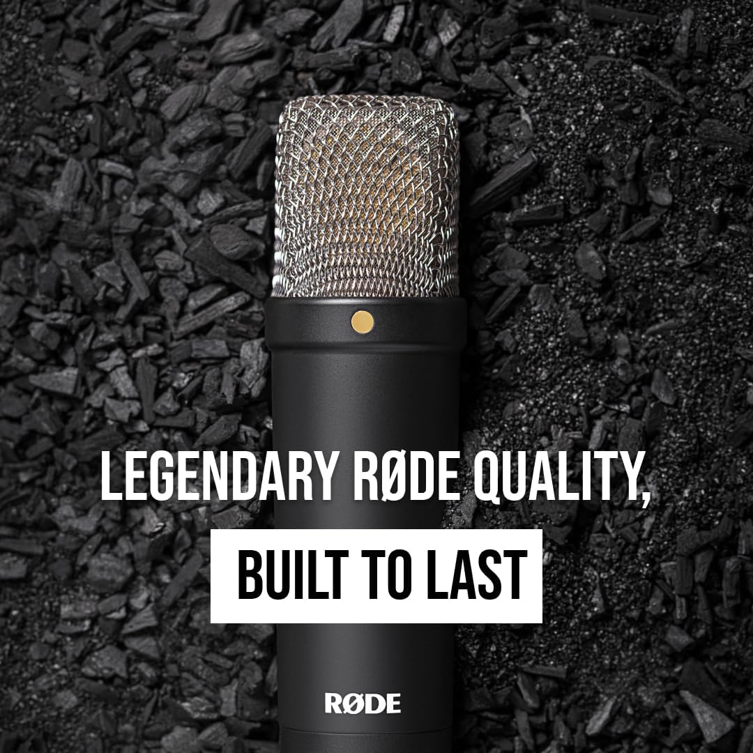 RØDE NT1 Signature Series Large-Diaphragm Condenser Microphone with Shock Mount, Pop Filter and XLR Cable for Music