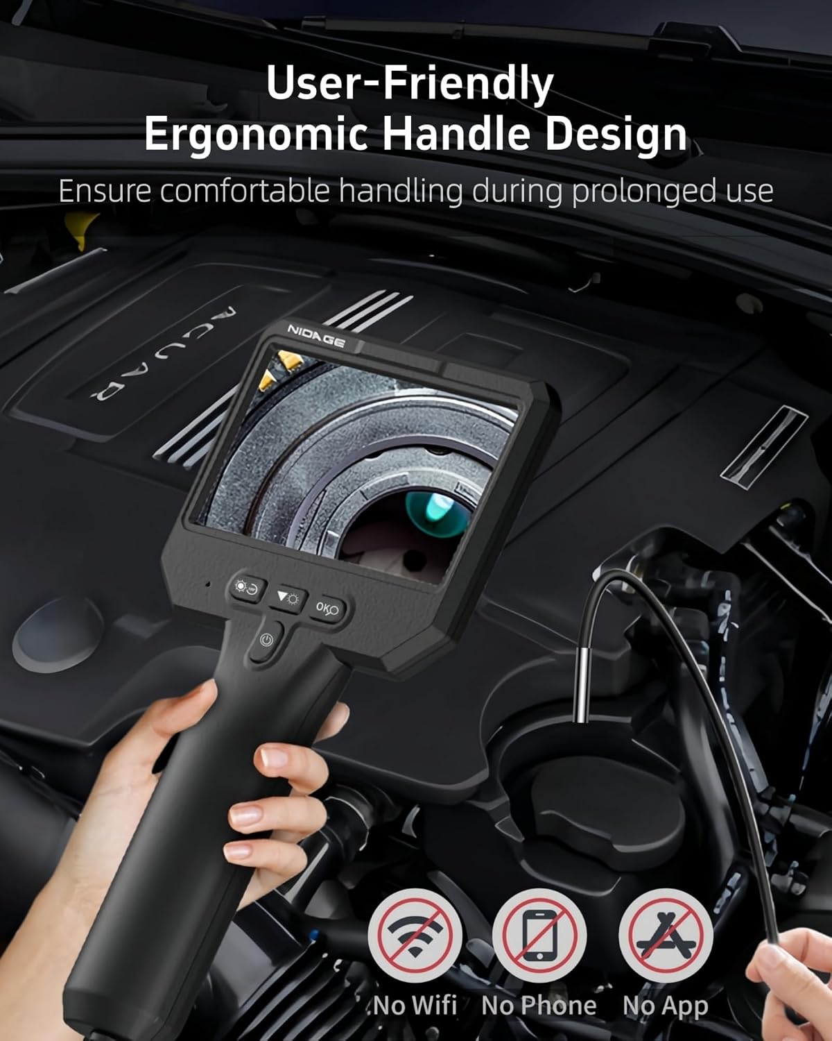 3.9mm Endoscope Camera with Light, 1920P HD Borescope Inspection Cam