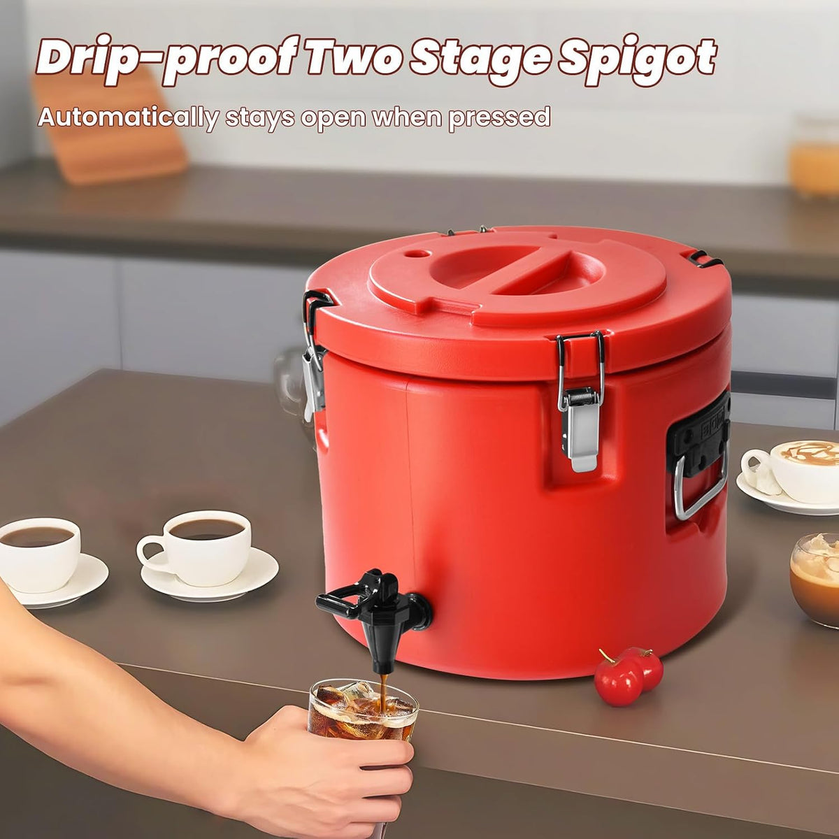 20L/5Gal Insulated Beverage Dispenser, Ice & Hot Drink Dispenser with Spout Spigot and Portable Handles,Thermal Hot