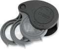TriView 5x/10x/15x Folding Loupe Magnifier with Built-in Case, 3-in-1 Portable Loupe Magnifying Glass - Adjustable