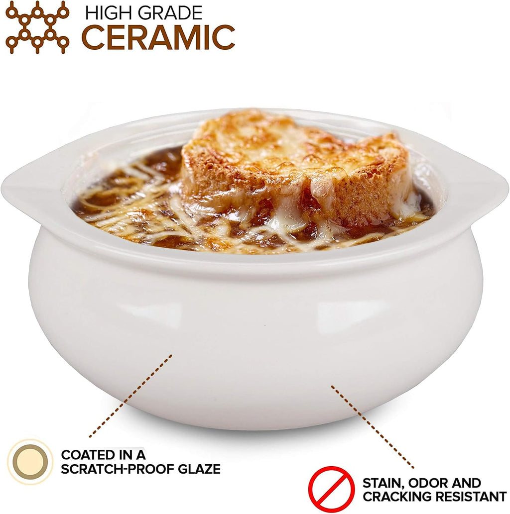 French Onion Soup Crocks 12 oz (30 Count), White Ceramic Bowls, Oven and Dishwasher Safe