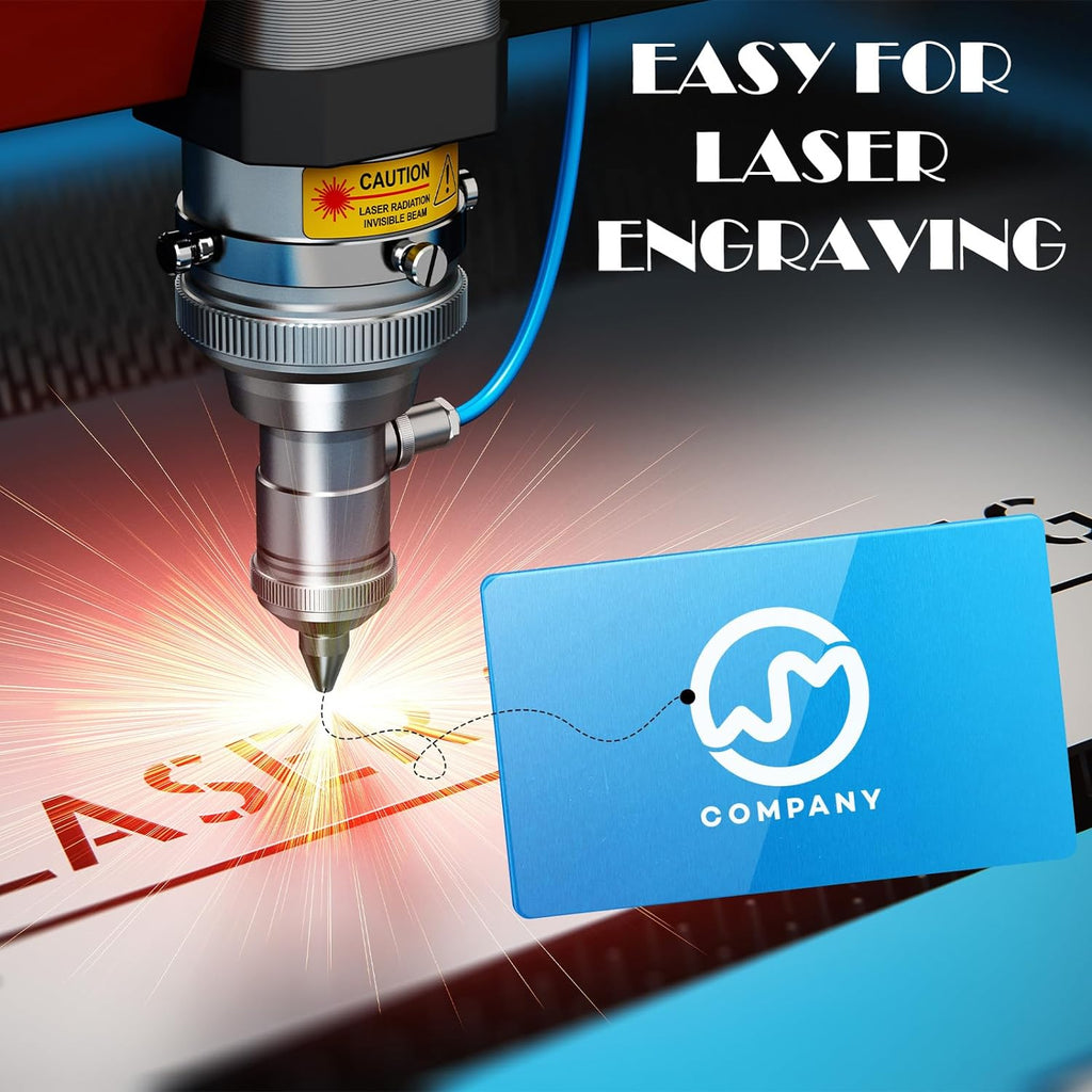100 Pcs Metal Business Cards Aluminum Laser Engraving Blanks | 86 x 54 x 0.21 mm 10 Colors Anodized Aluminum Sheet
