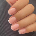 Extra Short Press on Nails, French Tips Squoval Fake Nails