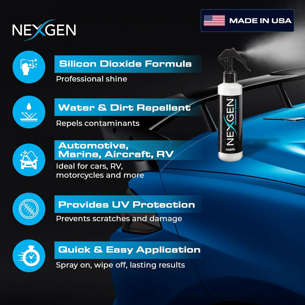Ceramic Spray Silicon Dioxide, Easy to Apply Ceramic Coating Spray for Cars, 8 oz | Professional-Grade Protective