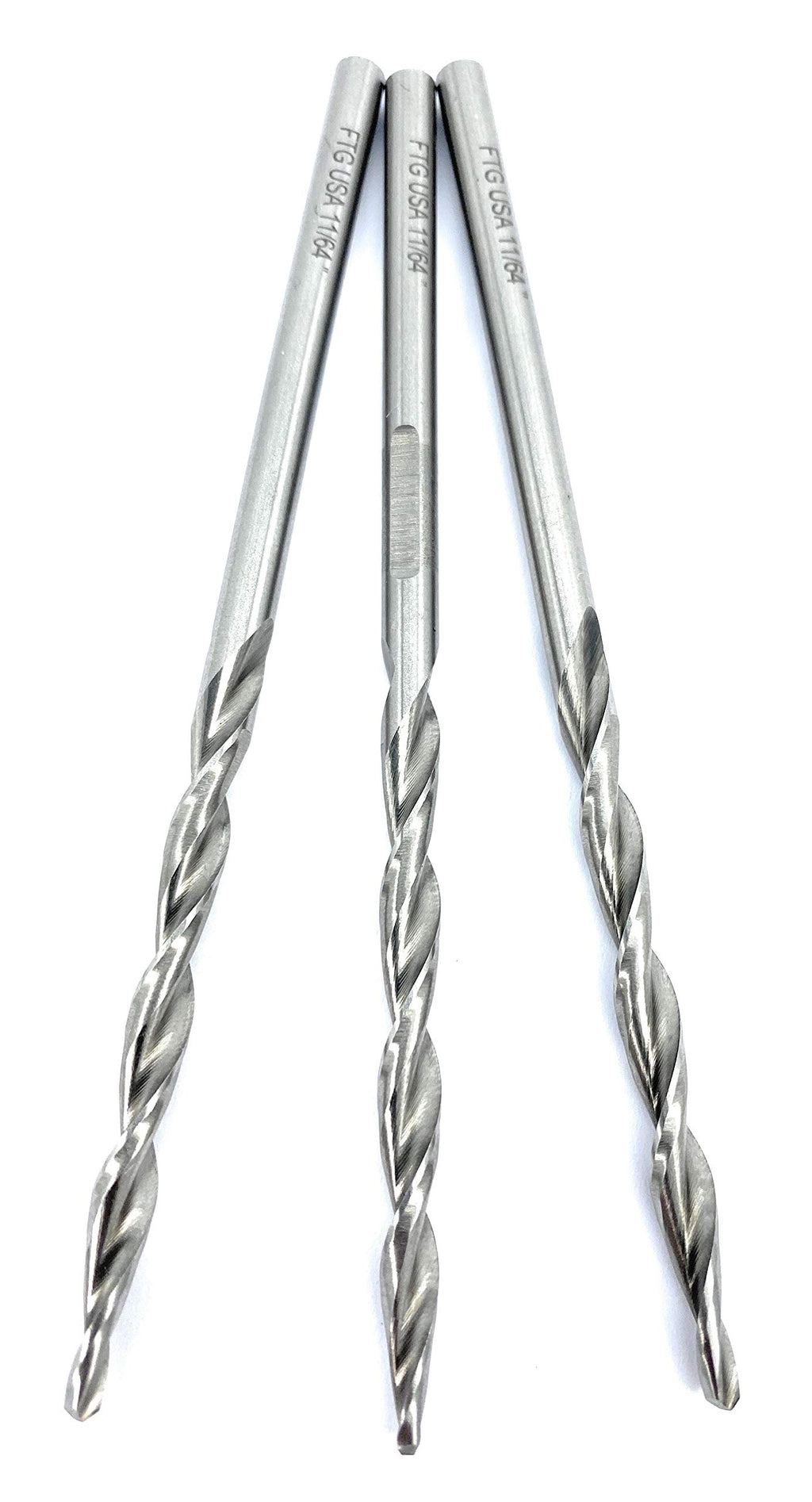 FTG USA 3 Pc #8 11/64" Replacement Tapered Drill Bit Only All Same Size Set
