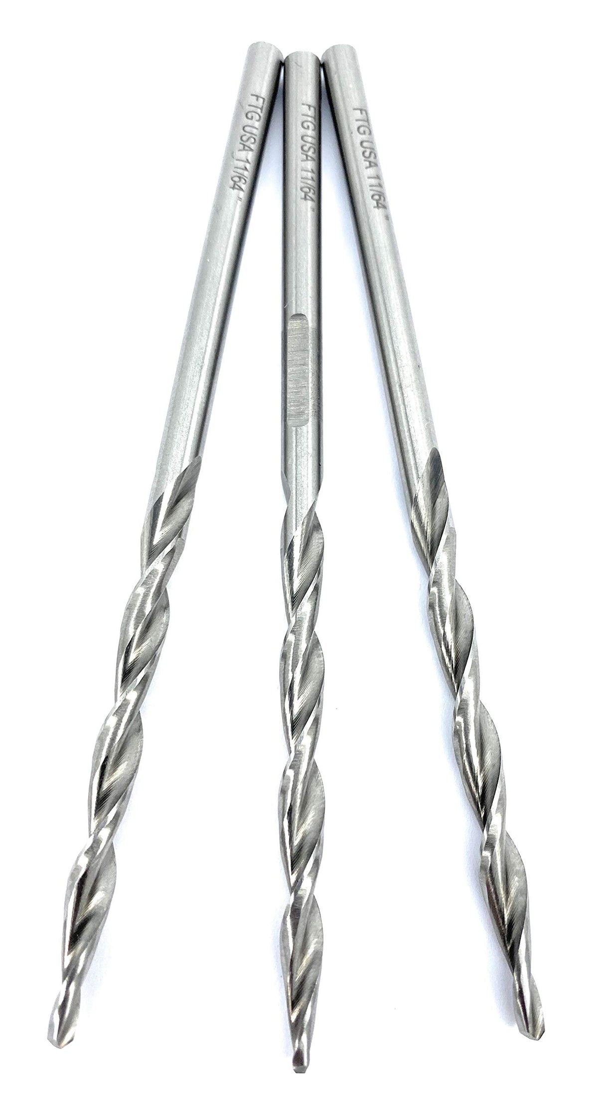 FTG USA 3 Pc #8 11/64" Replacement Tapered Drill Bit Only All Same Size Set