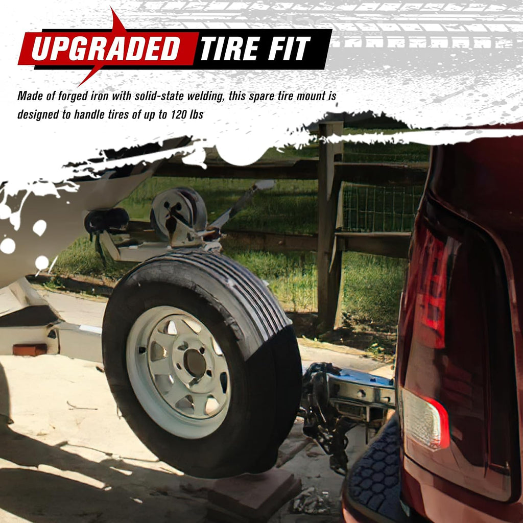 Trailer Spare Tire Mount,120LBS Spare Tire Carrier for Trailer,Utility Trailer and Boat, Tire Holder Bracket Fits 4 &