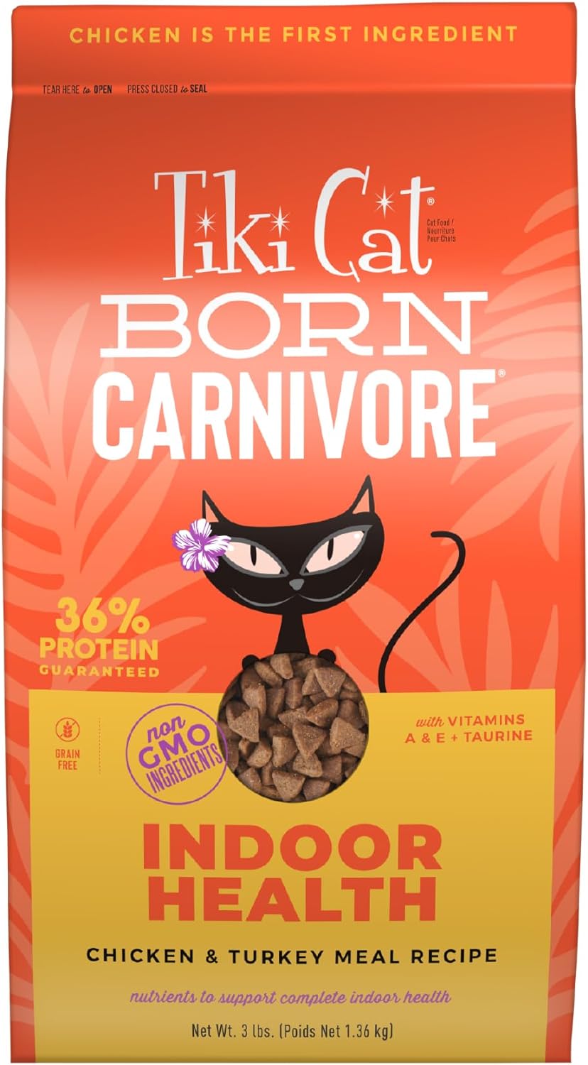 Tiki Cat Born Carnivore Dry Cat Food, Chicken & Turkey Meal, 3 lb Bag