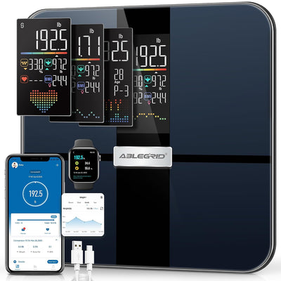 Smart Bathroom Scale for Body Weight and Fat, Rechargeable