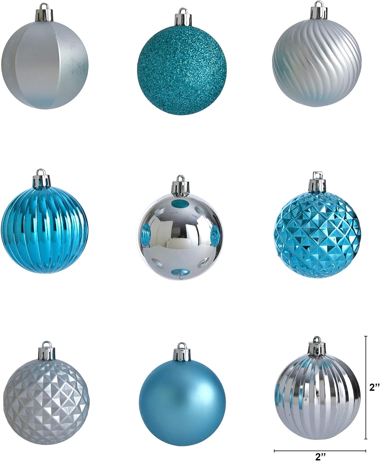Holiday Shatterproof, 101 Count Christmas Tree Ornament Set, 60mm with Re-Useable Tube