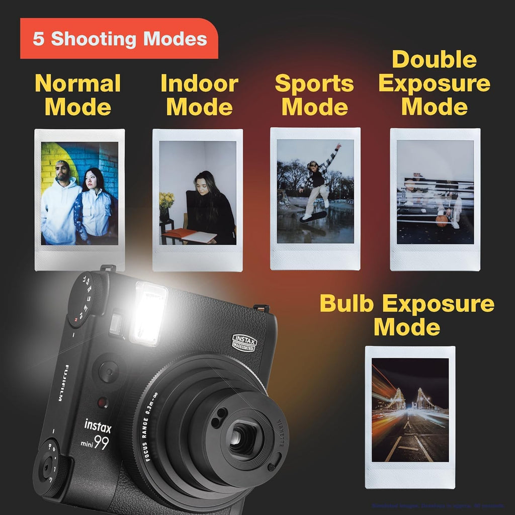 Instax Mini 99 Instant Camera Vintage Black. + Value Pack (40 Sheets) Shutter Accessories Bundle, Includes Style