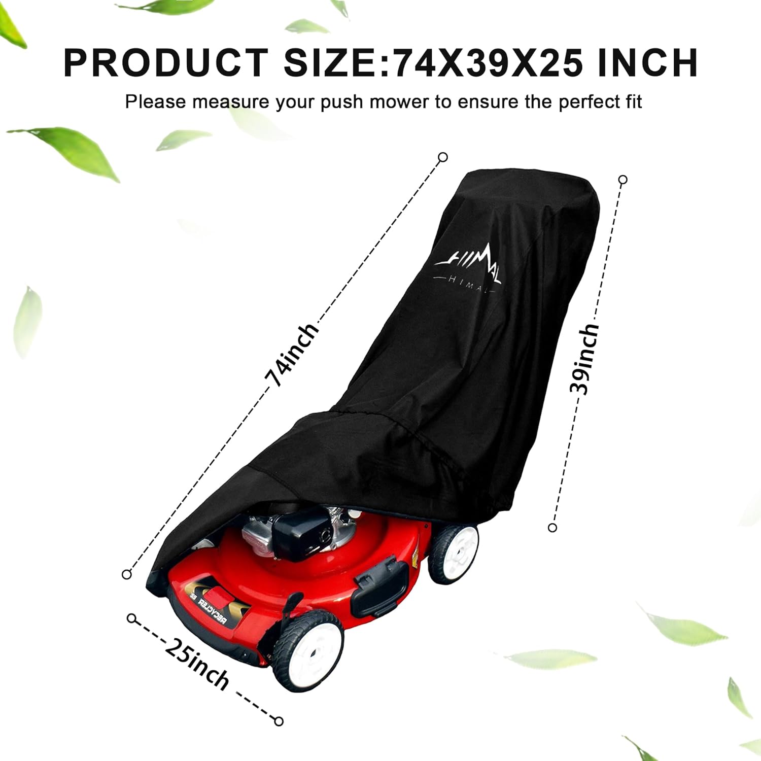 Push Lawn Mower Cover Waterproof Lawnmower Cover, Black | Heavy Duty 600D Oxford, Waterproof, UV Protection