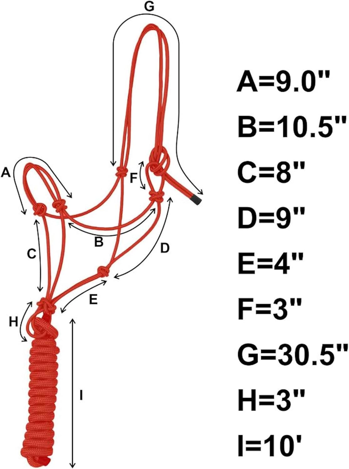 1/4" Rope 4 Knot Stiff Polyester Training Halter with 10’ Matching Lead Rope for Horses – Full (Black, Full)