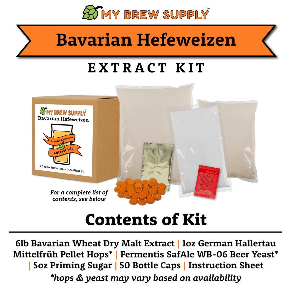Bavarian Hefeweizen Beer Extract Kit | Bavarian Wheat Dry Malt Extract | German Hallertau Mittelfruh Pellet Hops |