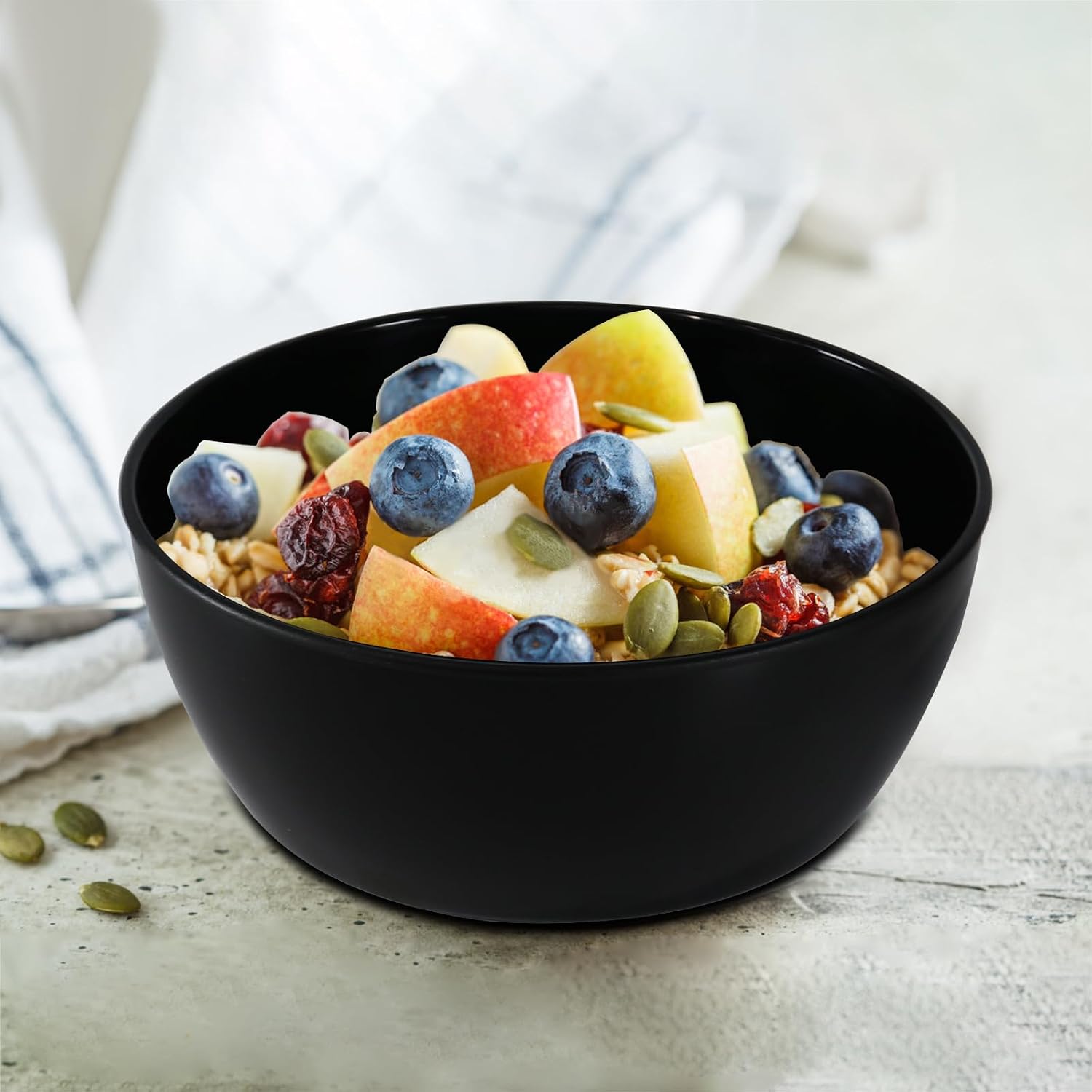 4-Piece Classic Plastic Prep Bowls with Lids, Nesting Plastic Small Mixing Bowl Set for Mixing, Baking, Prepping