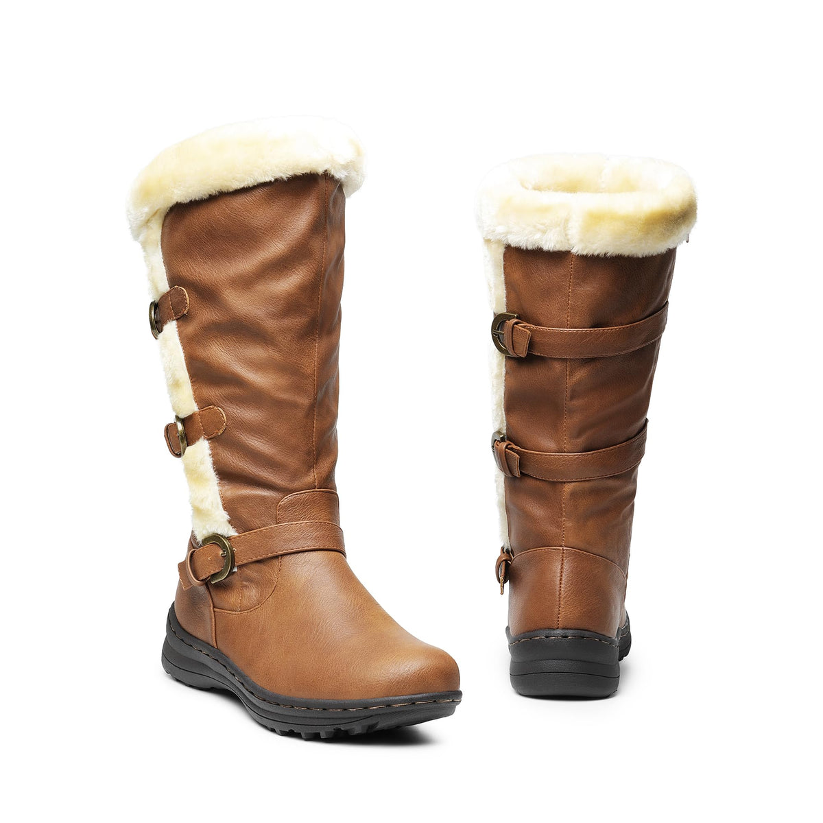 Women's Knee High Boots Winter Warm Boots,Camel,7.5