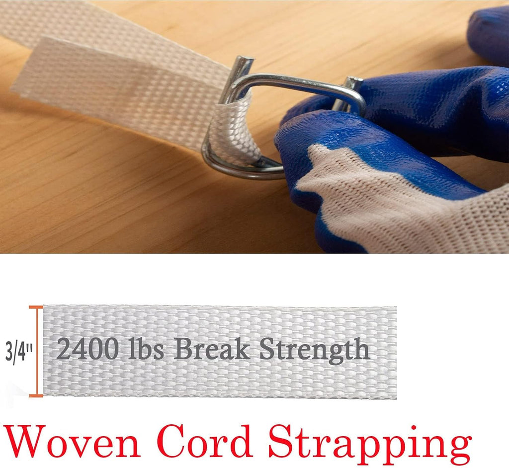 3/4" x 330' Woven Cord Strapping Kit with 50 Pack Metal Wire Buckles