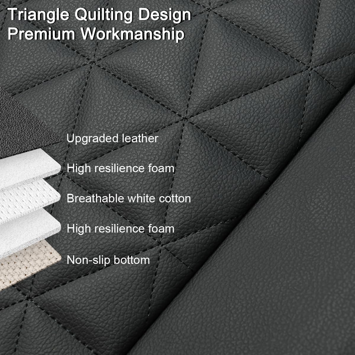 Luxury Faux Leather Car Seat Cover Front Bottom Seat Cushion Cover, Anti-Slip and Wrap Around The Bottom, Fits 95% of