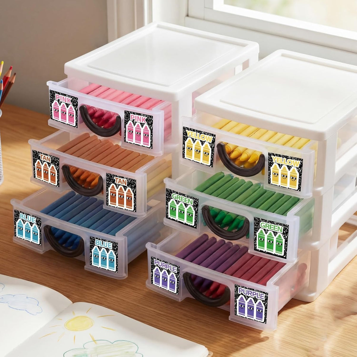 12 Pcs/ 4 Pack Plastic Crayon Organizer for Classroom Back to School
