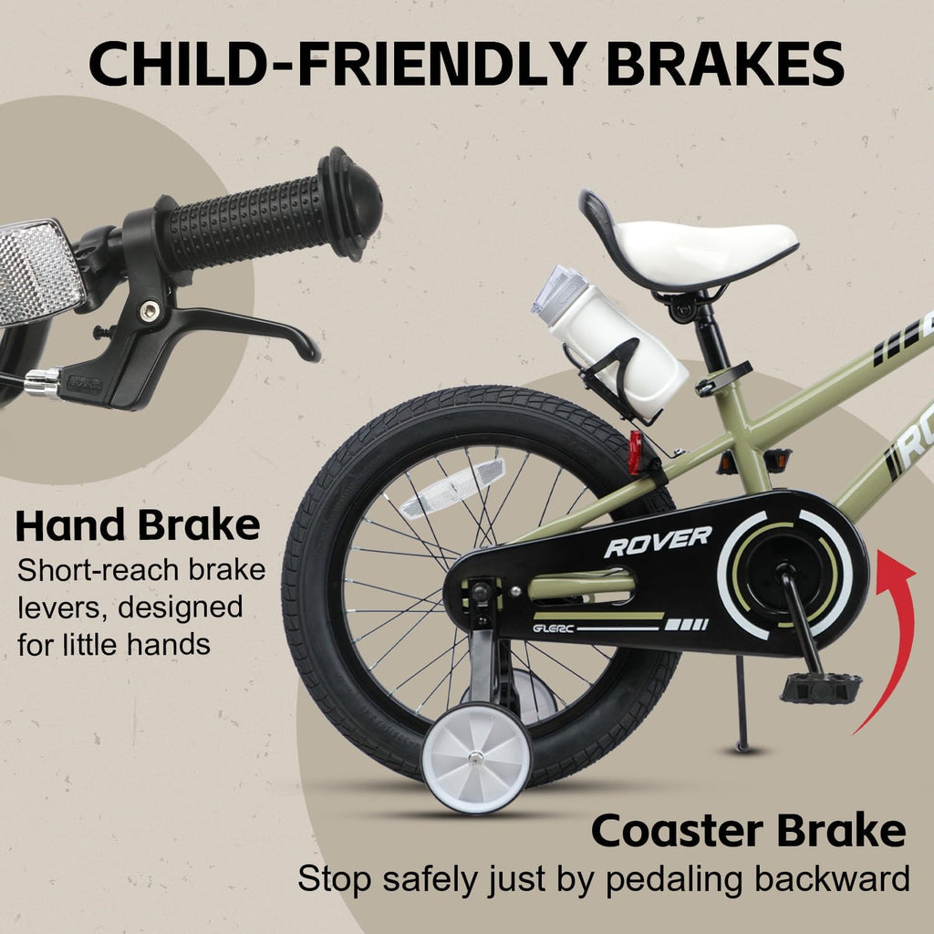 Rover Kids Bike, 12-18 Inch Boys Bike for 2-9 Years Old Children, Kids Bicycle with Water Bottle & Basket & Training