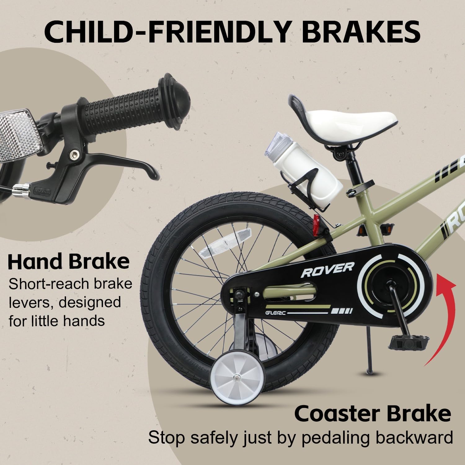 Rover Kids Bike, 12-18 Inch Boys Bike for 2-9 Years Old Children, Kids Bicycle with Water Bottle & Basket & Training