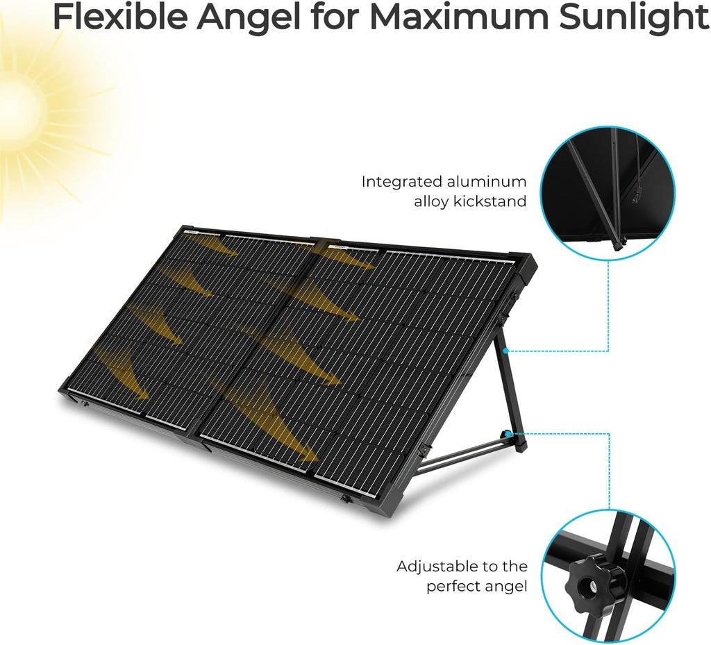 100W Portable Solar Panel, 25% High Efficiency Solar Panel Kit with 20A Charger Controller for 12V Battery&Power