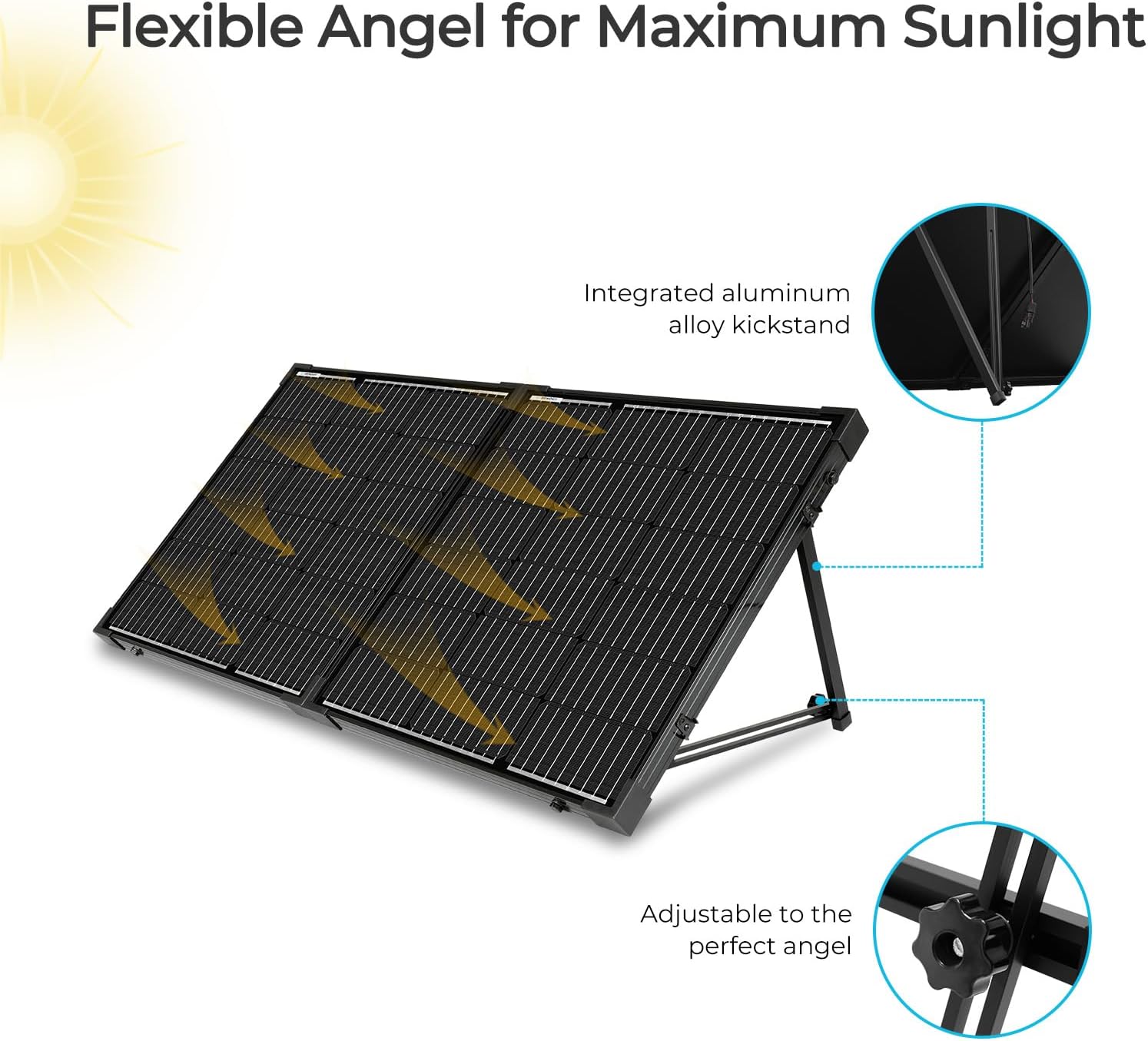 100W Portable Solar Panel, 25% High Efficiency Solar Panel Kit with 20A Charger Controller for 12V Battery&Power