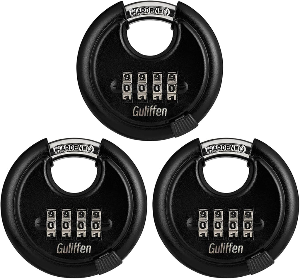 Outdoor Combo Lock for Storage Unit, Weatherproof Disc Lock for Sheds,Gate and Fence, 3 Pack Heavy Duty Pad Locks