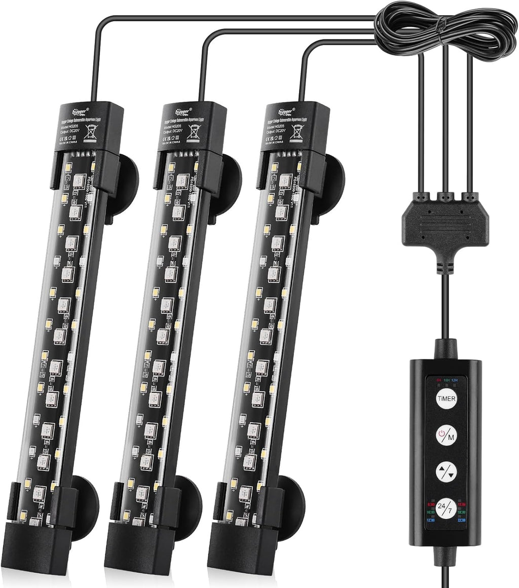 Dual-Channel Controller Submersible Aquarium LED Light, 24/7 Mode Full Spectrum Hidden Fish Tank Light with 3 Rows