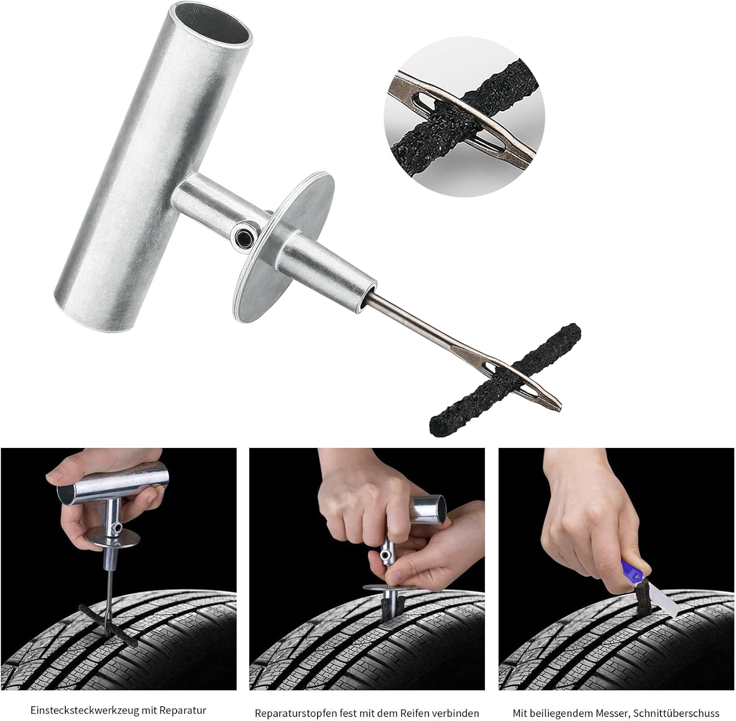 Tire Repair Kit - 68pcs Heavy Duty Tire Plug Kit, Universal Tire Repair Tools to Fix Punctures and Plug Flats Patch