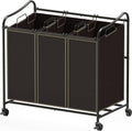 Heavy Duty 3-Bag Laundry Sorter Rolling Cart, Bronze | Removable Bags and Lockable Wheels for Laundry Room Organization