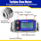 Turbine Flow Meter 3/4" inch Digital LCD Display with NPT Counter