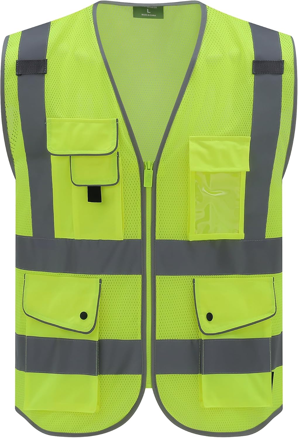 High Visibility Reflective Safety Vest | ANSI Class 2 Hi Vis Construction Work Vest with Multi Pockets, Breathable