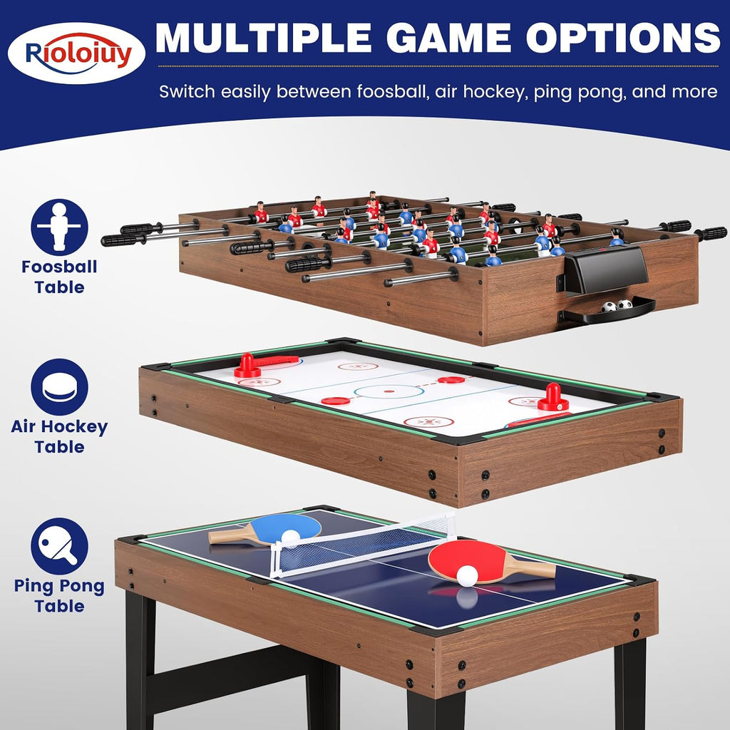 12-in-1 Game Table - 48" Combo Game Table, Ping Pong Table, Foosball Table, Air Hockey Table, Pool Table - Sports