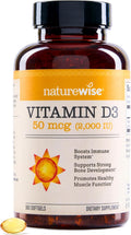 Vitamin D3 2000iu (50 mcg) 1-Year Supply for Immune Support, Healthy Muscle Function, and Bone Health, Gluten Free in