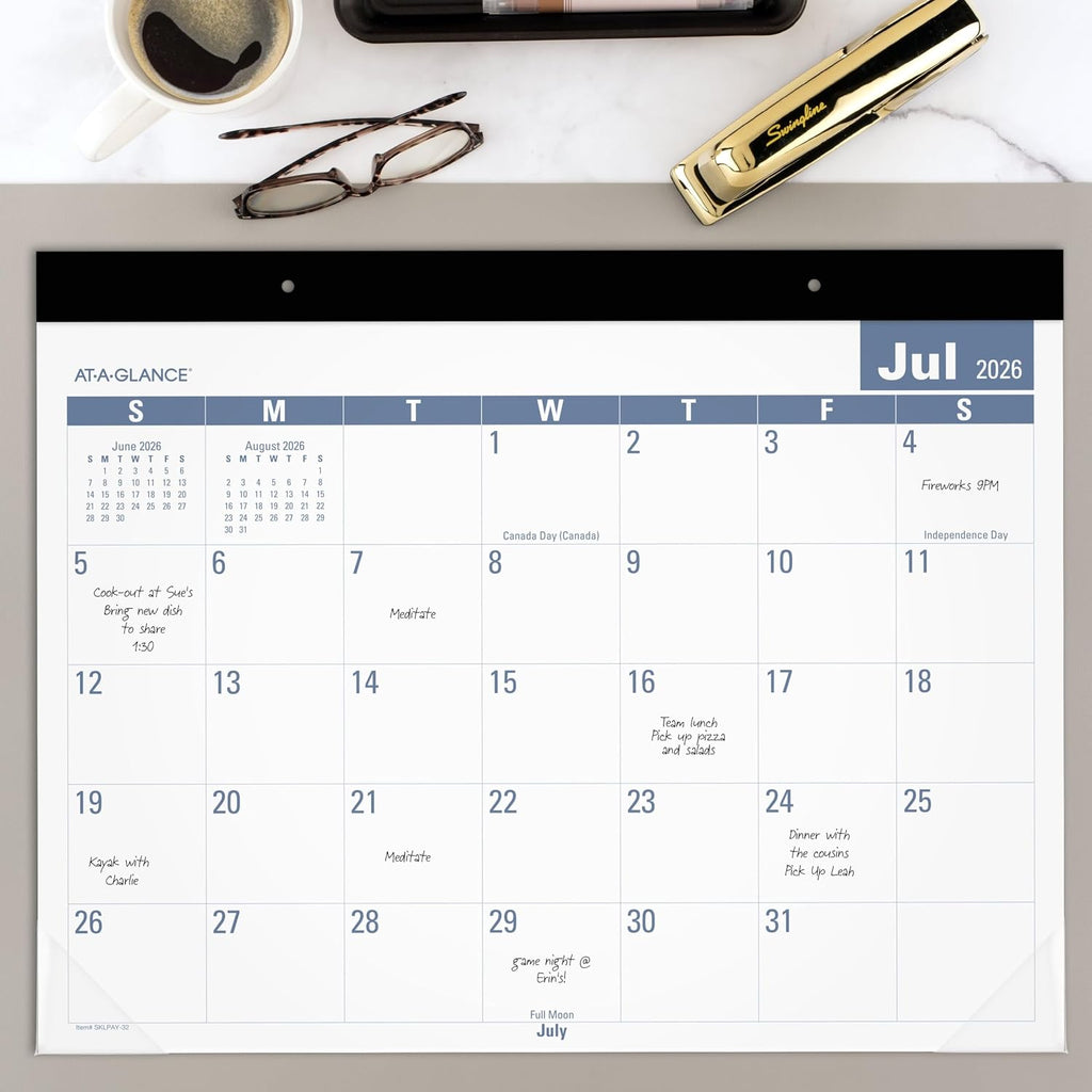 Desk Calendar 2026-2027 Planning Pad, Academic 12-Month July-June, Monthly, 21-3/4" x 17" Standard, Easy-to-Read