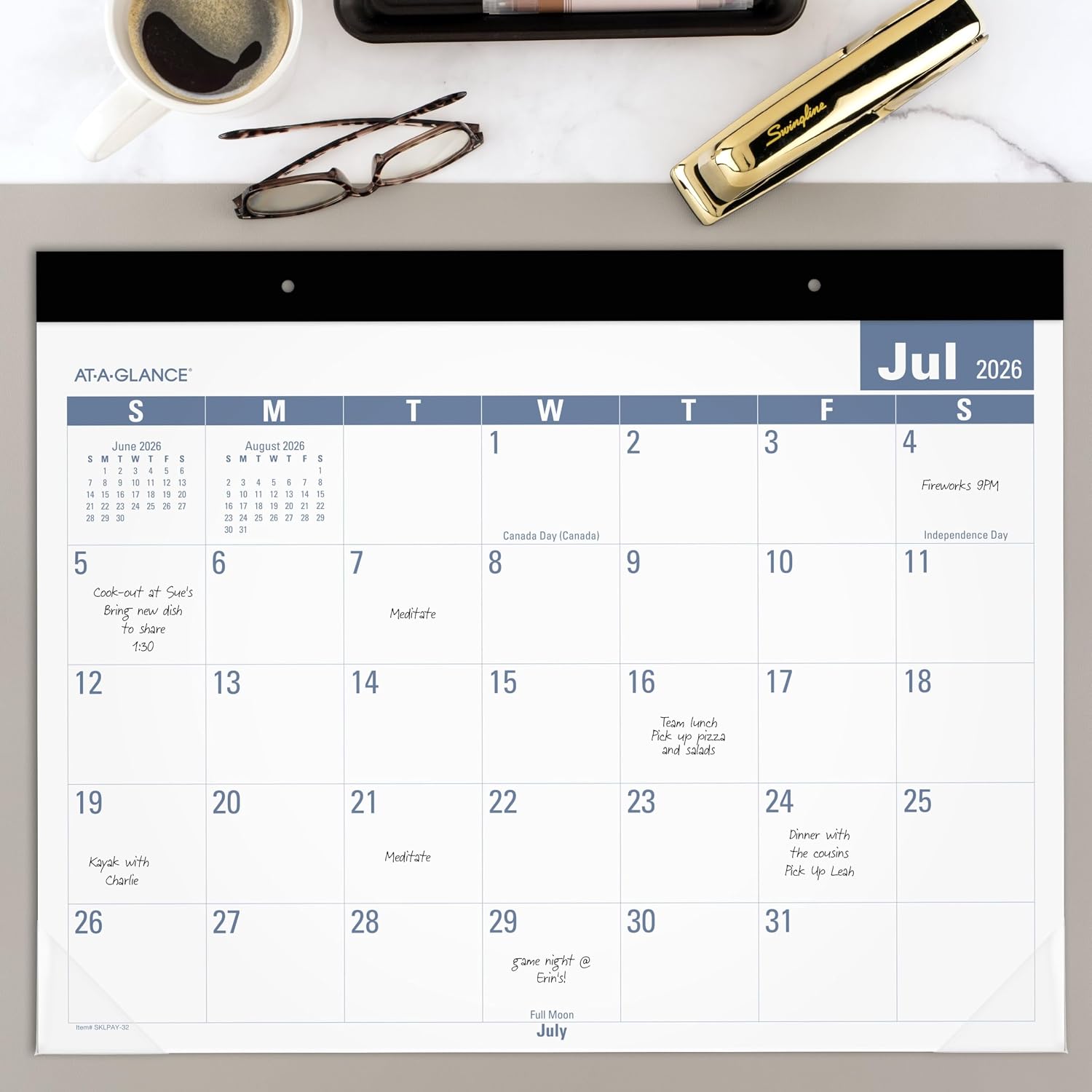 Desk Calendar 2026-2027 Planning Pad, Academic 12-Month July-June, Monthly, 21-3/4" x 17" Standard, Easy-to-Read