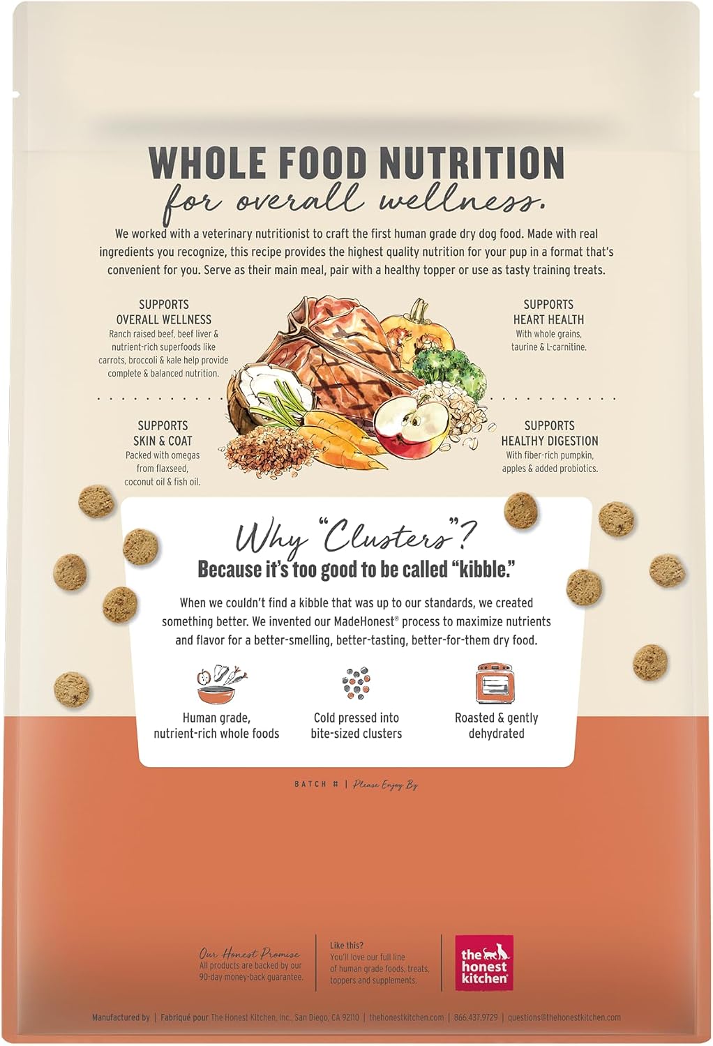 Whole Grain Beef, Oat & Superfoods Whole Food Clusters, Vet Crafted Human Grade Dry Dog Food, Healthy Nutrition for