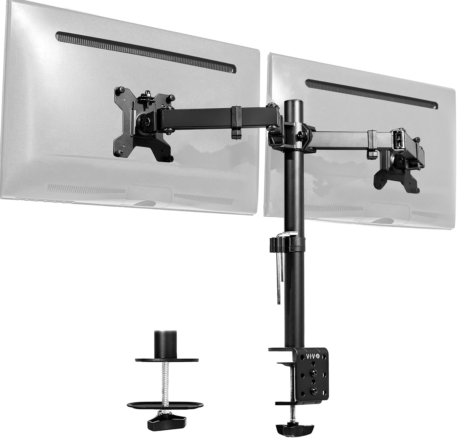 Dual Monitor Desk Mount, Holds 2 Computer Screens up to 30 inches and 22lbs Each, Heavy Duty Fully Adjustable Steel