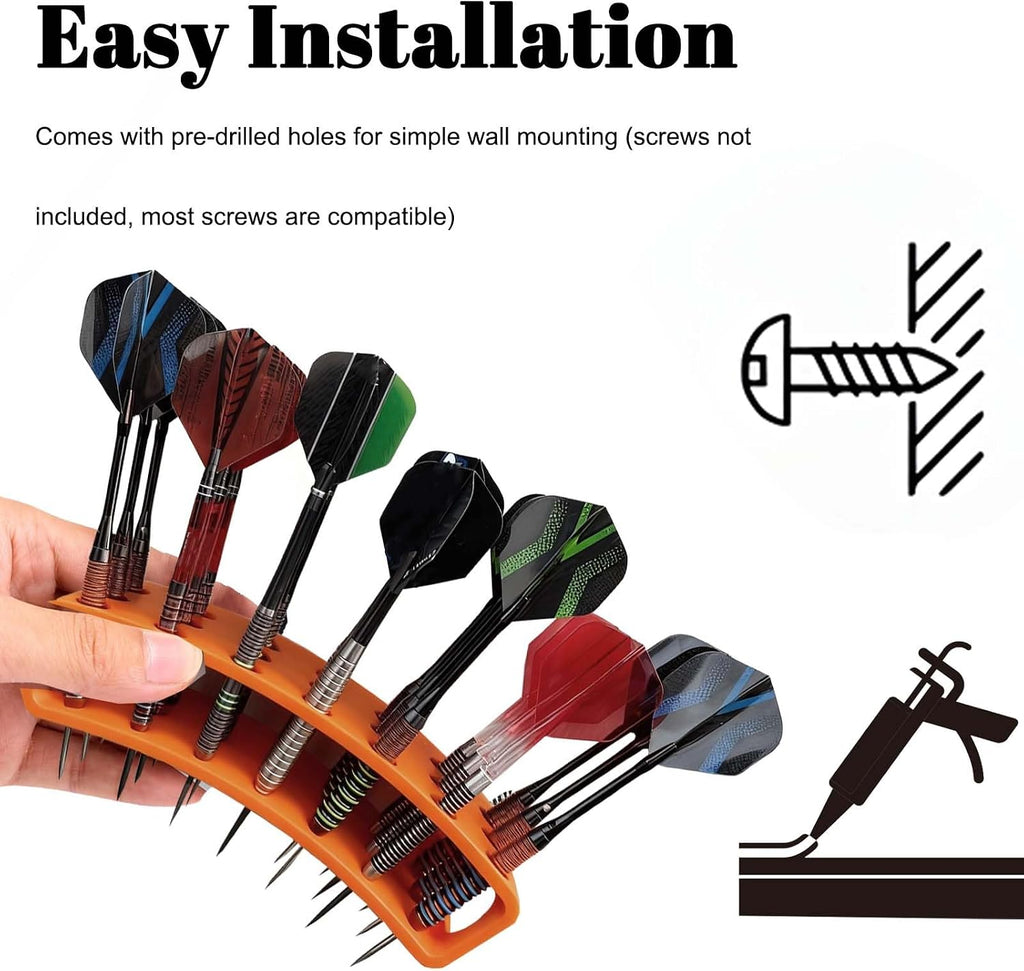 Wall Mounted Dart Holder | 21 Tip Darts Storage and Display Rack | Game Room Organizer Accessory