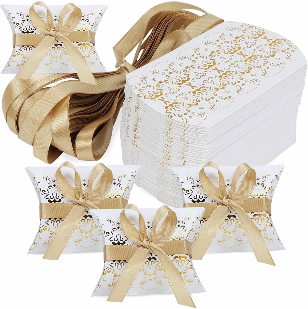 40 PCS Paper Gift Pillow Boxes Party Pillow Favors Box Small Candy Box Candy Treat Gift Boxes for Wedding
