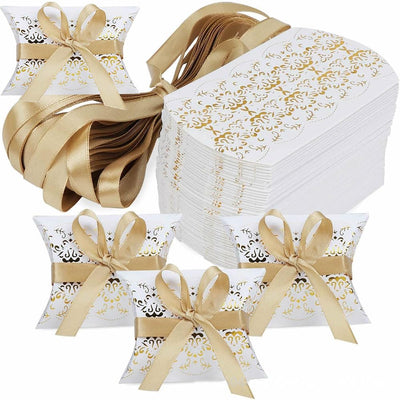 40 PCS Paper Gift Pillow Boxes Party Pillow Favors Box Small Candy Box Candy Treat Gift Boxes for Wedding