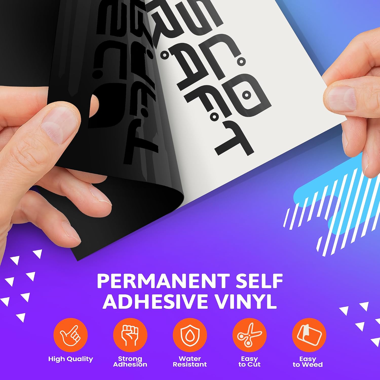 Glossy Black Permanent Vinyl Sheets 12” x 30 FT | Waterproof Adhesive Vinyl Roll, Home Decor, Silhouette, Decals