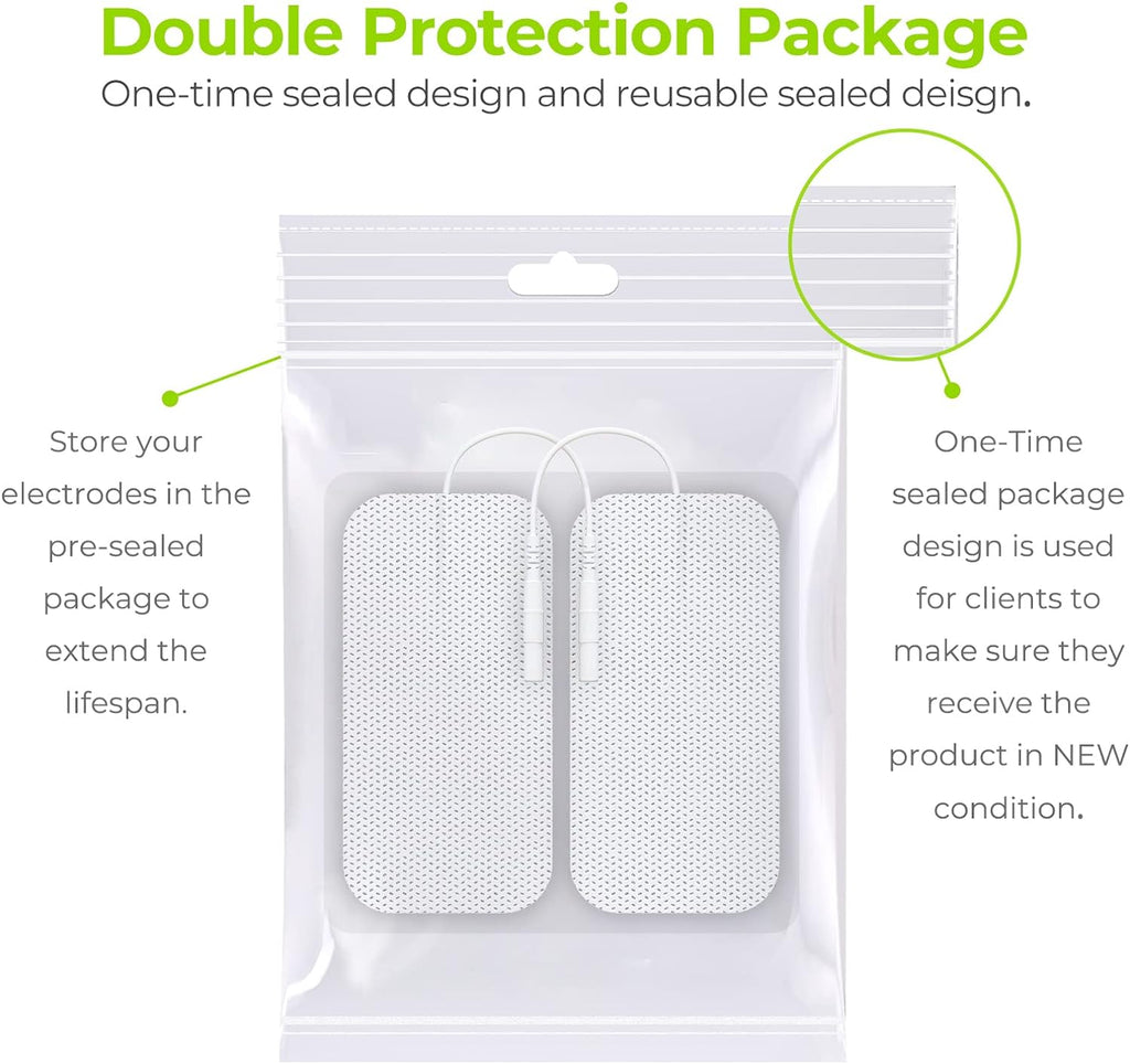 TENS Unit Electrode Pads 2"x4" 10 Pcs, Latex-Free, Reusable