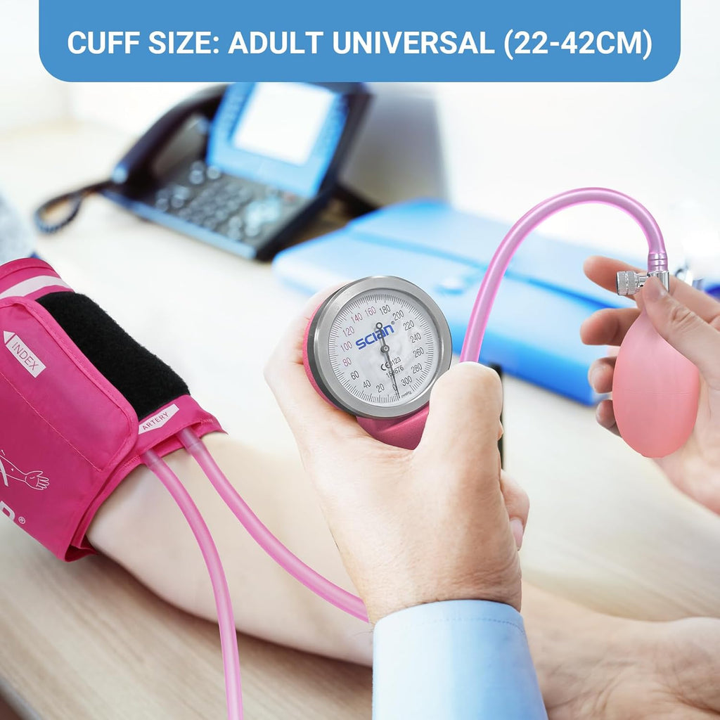Manual Blood Pressure Cuff - Aneroid Sphygmomanometer with European Cuff 8.7-16.5" and D-Ring, Come with Carrying Bag