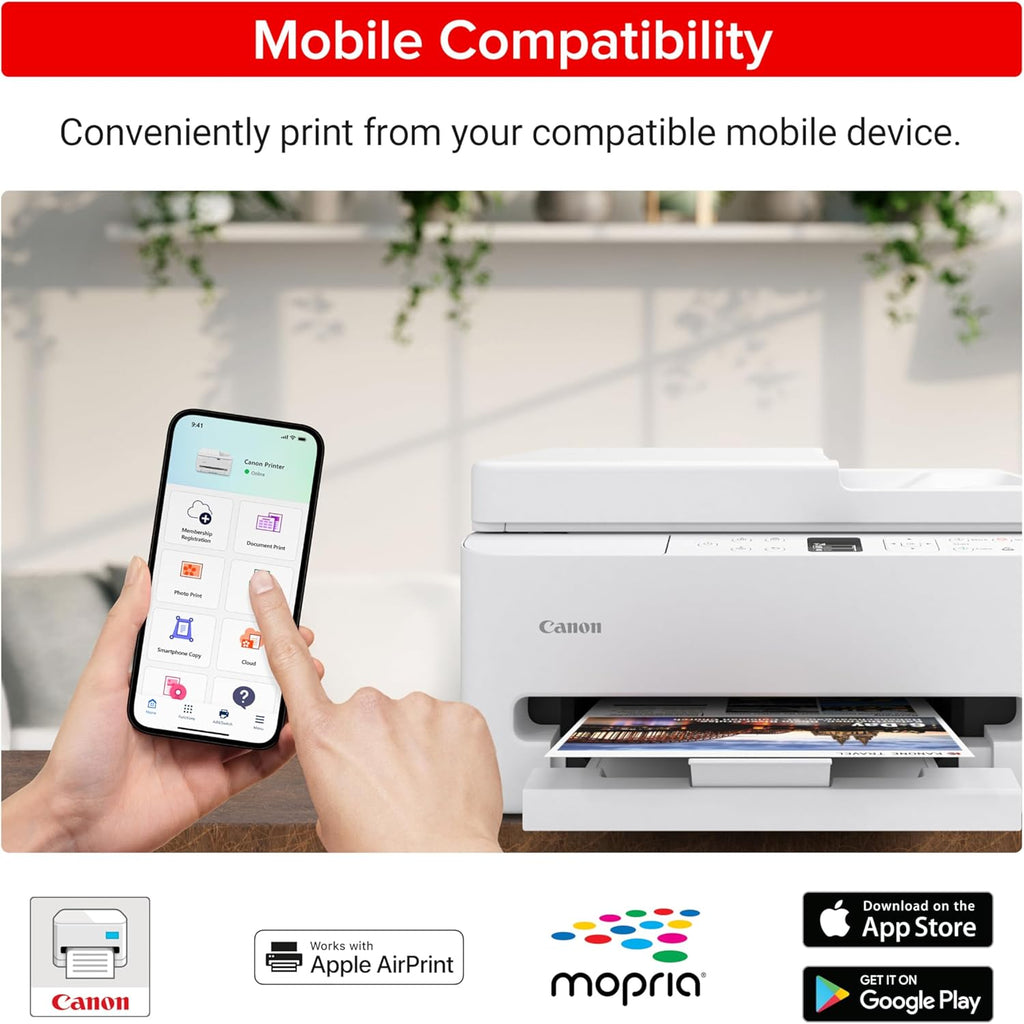 PIXMA TR7120 Wireless Color Inkjet Printer for Duplex Printing, White – Home Printer with Copier/Scanner, Auto