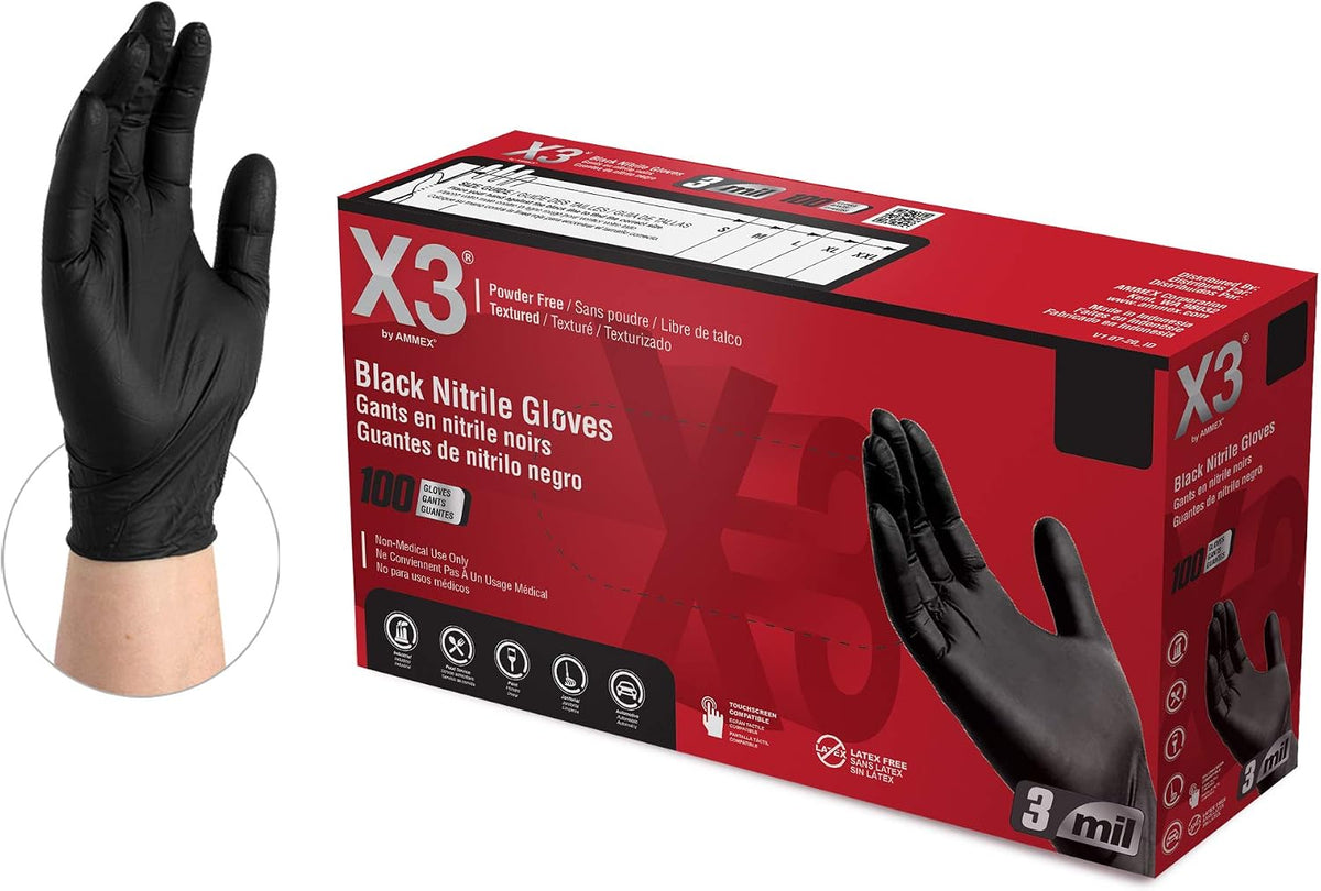 Nitrile Disposable Gloves Latex Free 3 mil Black for Cooking Food Prep