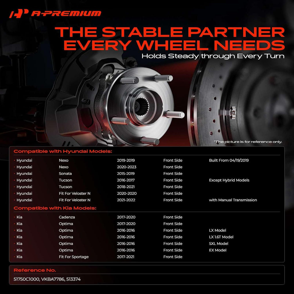 A-Premium 2 x Front Wheel Bearing and Hub Assembly with 5-Lug
