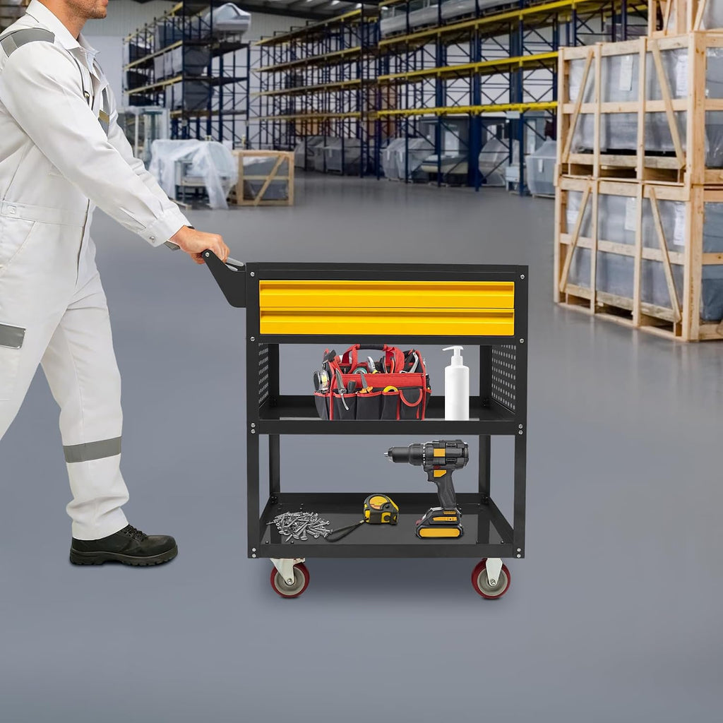 5-Tier Heavy Duty Tool Cart, 400Lbs Capacity Carbon Steel Rolling Cart with 2 Drawers, Mechanic Tool Storage