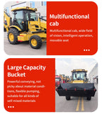 Multi-Functional Tractor Backhoe Loader Earth Moving Equipment Backhoe Machine with Front Bucket and Rear Digger Arm